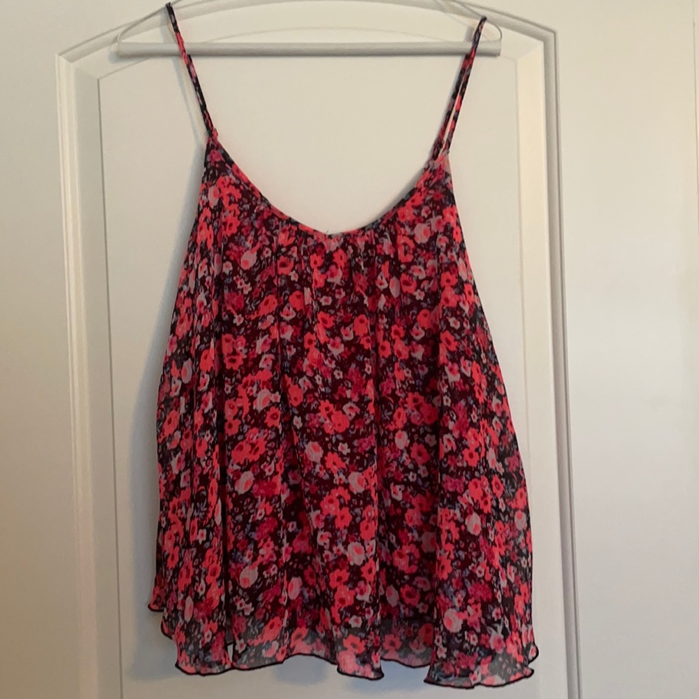 A large pink floral tank top